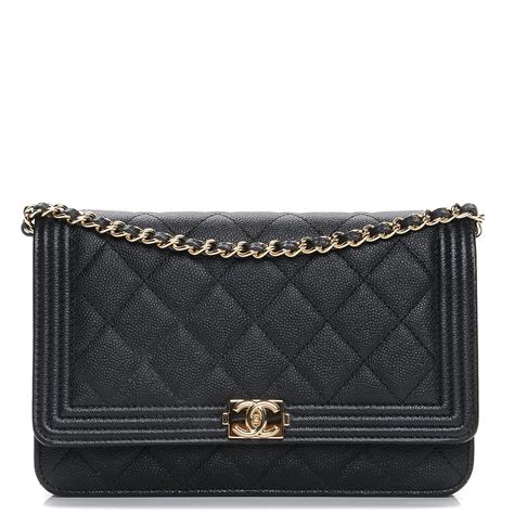 chanel caviar boy wallet on chain|CHANEL Caviar Quilted Boy Wallet On Chain WOC Black.